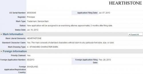 炉石传说商标将在美注册 或将开启公测