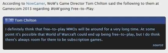 魔兽世界游戏总监：WOW未来或将转型免费网游