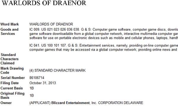 暴雪注册新游商标:德拉诺的霸主 6.0资料片?