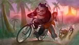 熊猫人父子绘画：《部落的新坐骑——永久自行车。》
