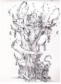 魔兽世界钢笔手绘之熊猫人场景--景观小品