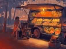 咬人画的生活随笔：夜间水果摊