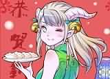 新年贺图：旗袍德莱尼妹子喂你吃饺子