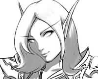 魔兽素描风格绘画：BE牧师妹子2只